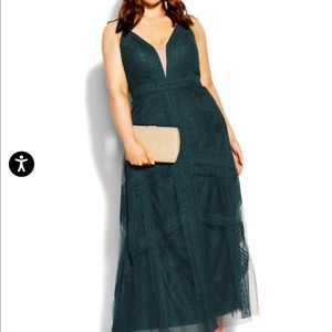 City Chic Emerald (color no longer available) Divine Whimsy dress size L/20 NWT